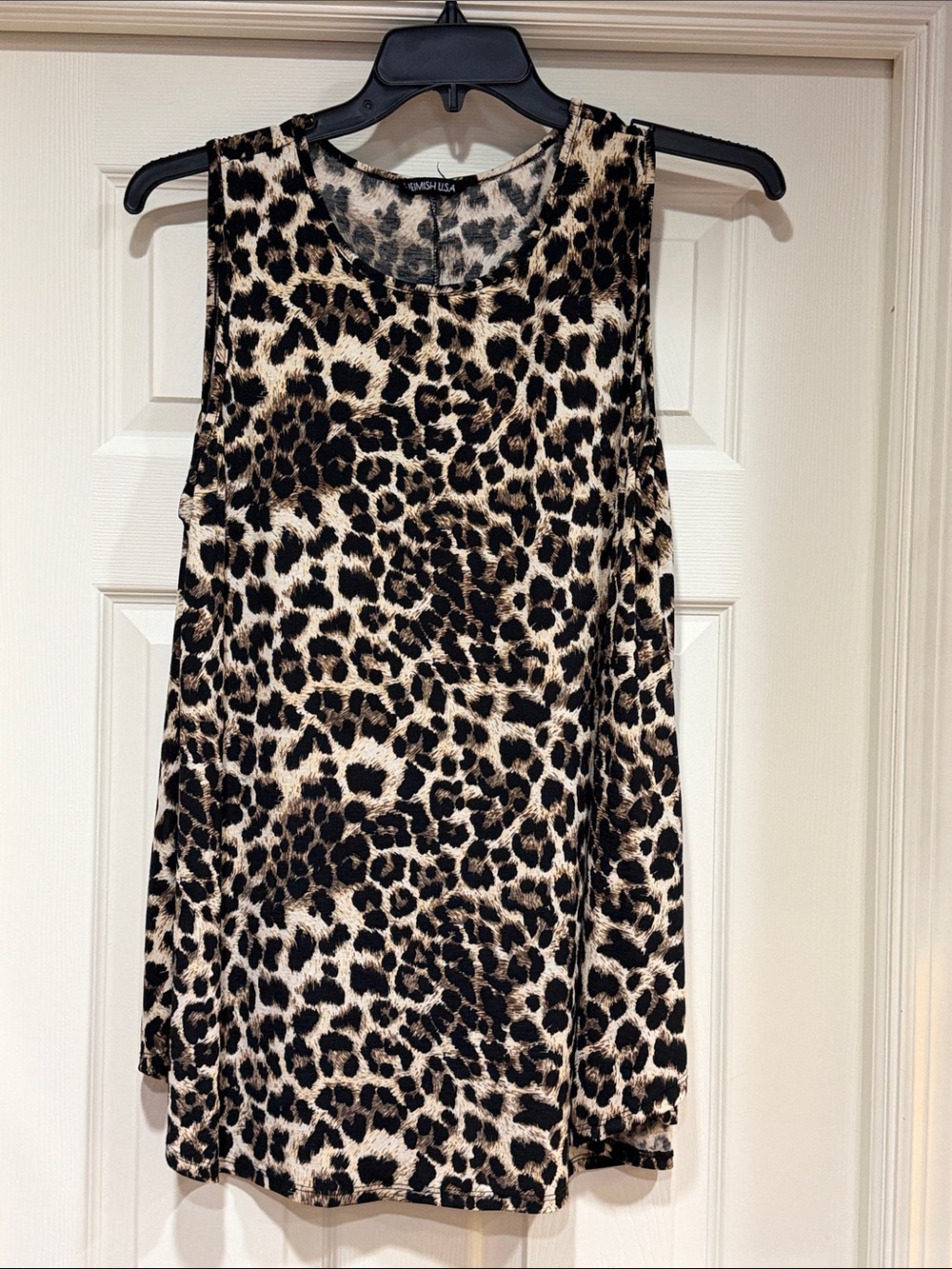 Heimish USA Leopard Print Tank Top  Tunic - Black & Brown